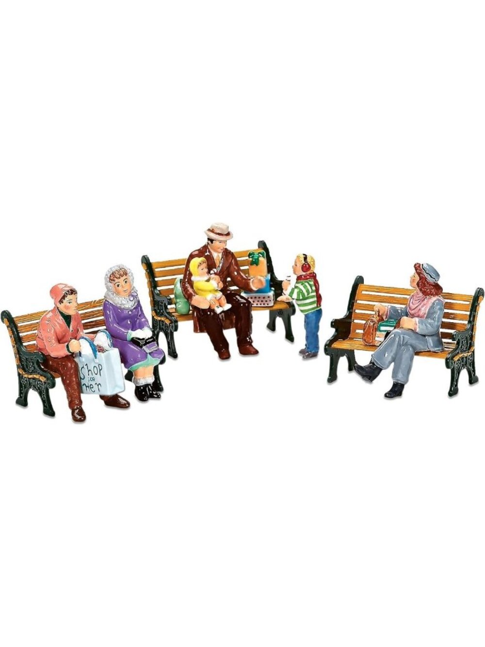 Charming Snow Village People Sitting Figurine Set - Colorful Home Decor, Various